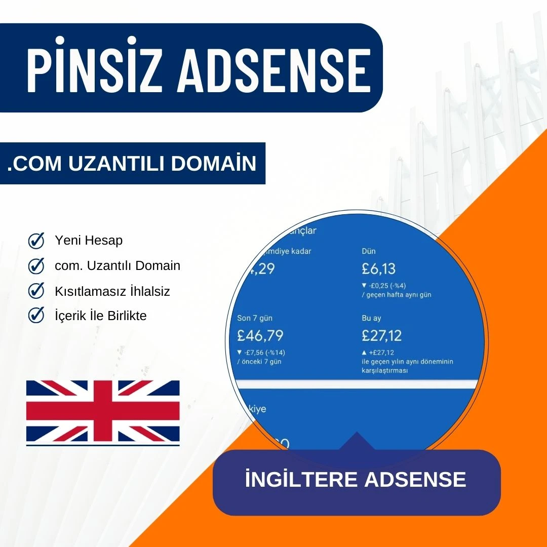 İngiltere Adsense Pinsiz Domain Onaylı