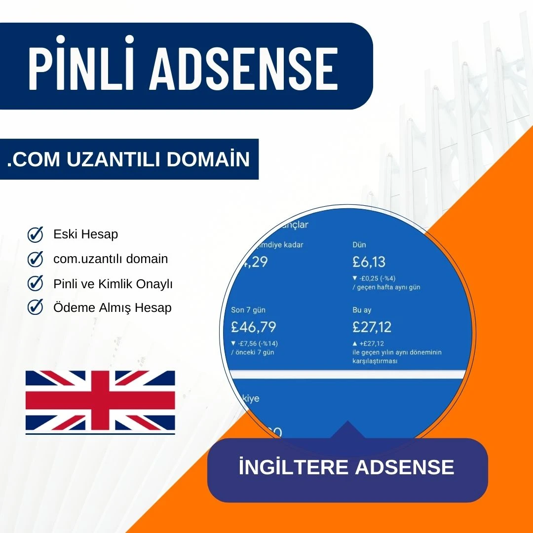 İngiltere Adsense Pinli Domain Onaylı